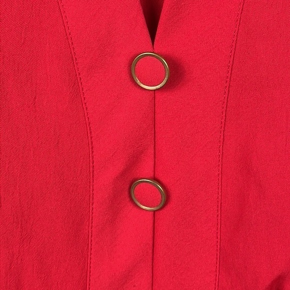 NWT Zara Red Romper Half Puff Dolman Sleeve V Neck Shorts Sz L - Picture 4 of 15